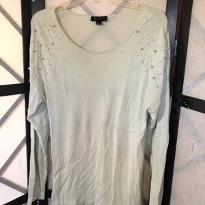 Mint Green Embellished Light Sweater